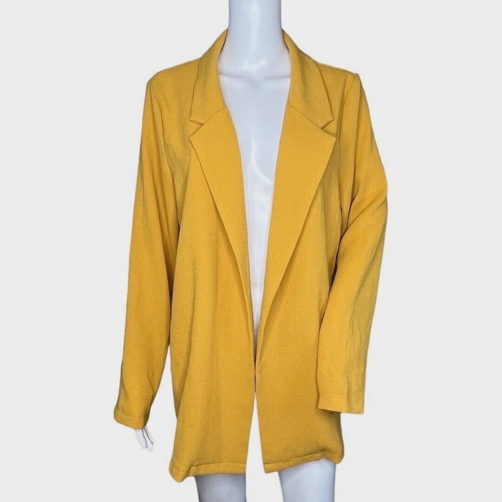 Lush Blazer Womens Medium Yellow Boyfriend Fit Open Front Slouchy Career Casual